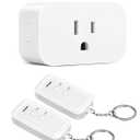 DEWENWILS Remote Control Outlet, Indoor Remote Outlet with 2 Remotes, 100FT Range, 15A/1875W, Remote Outlet Switch for Lights/Fans, Floor Lamp, Bedside Lamp