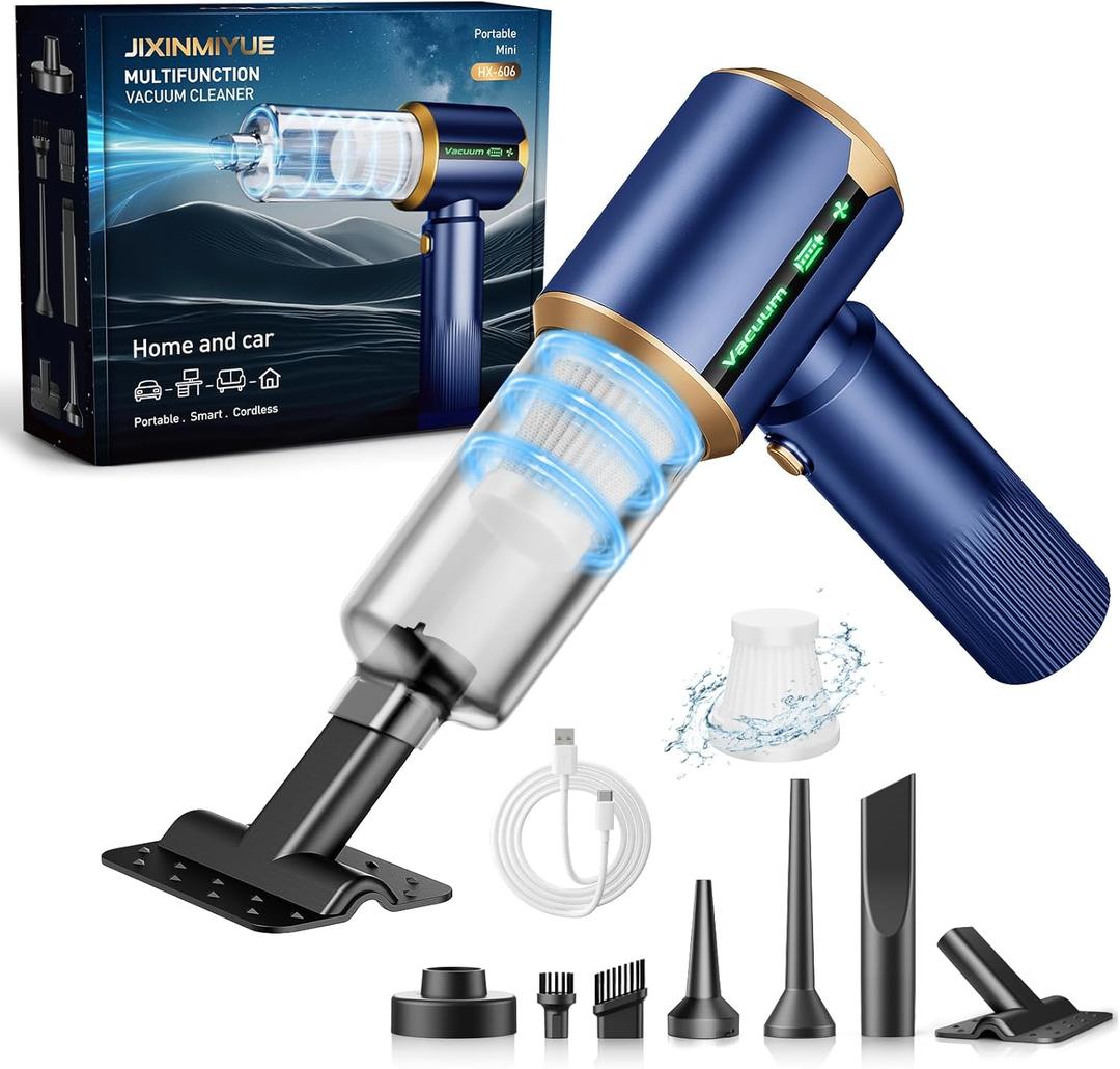 Car Handheld Vacuum Cordless: Car Vacuum Cleaner with 16000Pa Ultra-Strong Suction, Brushless Motor & HEPA Filter - Lightweight Design for Drivers and Office Workers - Blue