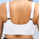Daci Women Plus Size Sports Bra Bikini Top Only Push Up Scoop Neck Swim Top Full Coverage Bathing Suit for Large Bust (White)