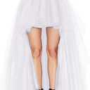 MisShow Women's Hi-Lo Long Tutu Tulle Bustle Skirt Elastic Waist Festival Party Skirt (White)