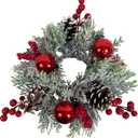 12 Inch Christmas Candle Ring for 3 Inch Pillar Candle with Berries, Ornaments and Pinecones