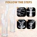 Vesici 2 Pcs 8 Arm Acrylic Candelabra Centerpieces for Tables 49.6 x 11 Inch Candlesticks Holder Clear Acrylic Candle Holder for Wedding Ceremony Floor Home Dinner Party, Fit 0.8" LED Candle