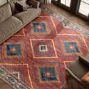 Area Rug 8x10 Rug Machine Washable Non-Slip Low Pile Print Pattern Western Rug for Living Room Bedroom Entryway-Red/Orange (8' x 10' (Rectangular))