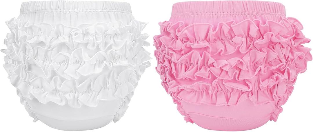 Durio Baby Bloomers - Ruffle Diaper Covers for Girls, Cotton Infant Under Dress Shorts, Cute Underwear for Newborn to Toddler Size: 6-12 Months