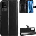 Case for TCL 40 X 5G Leather Case,Flip Leather Wallet Cover Case for TCL 40 XE 5G / 40X 5G T601D Case Black