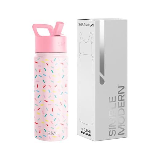 Simple Modern Kids Summit Water Bottle with Straw Lid | 18oz Stainless Steel Cup Insulated Tumbler for Toddlers, School | Confetti