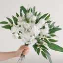 Ling's moment Artificial Greenery Stems Box Set, 86pcs with 6 Kinds of Faux Greenery Picks for DIY Bridal Bouquets, Wedding Floral Arrangement Table Centerpieces, Green & White