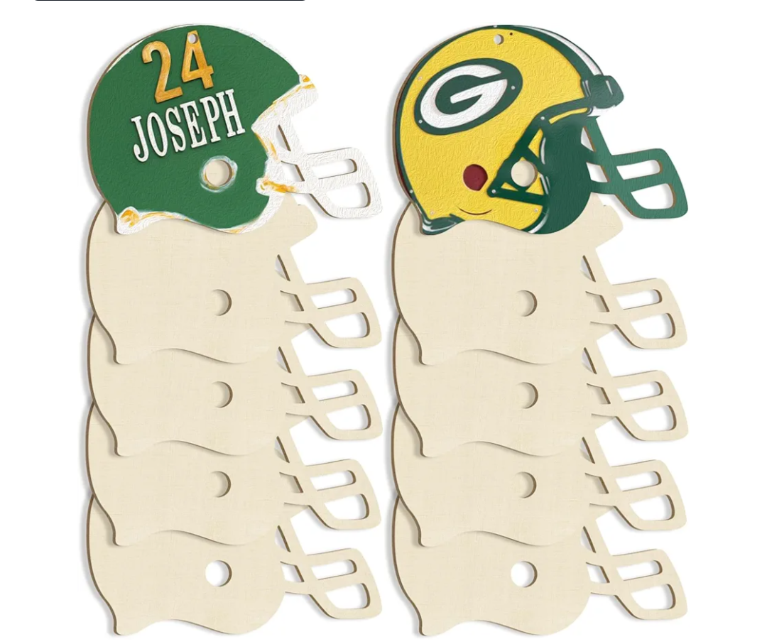 Large Size 7inch Wooden Baseball Cap Ornaments to Paint, DIY Blank Unfinished Wood Discs Ornament for Crafts Hanging Autumn Football Decorations 10PCS