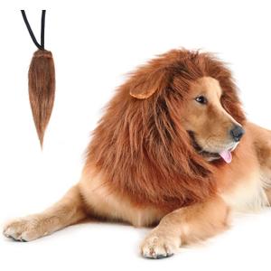 CPPSLEE Lion Mane for Dog Costumes, Realistic Wig for Medium to Large Sized Dogs, Halloween Costumes (Dark Brown)