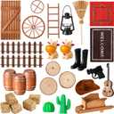 Cinnvoice 35 Pcs Cowboy Doors House Kits Miniature Western Figures Dollhouse Accessories Set Birthday Party DIY Craft for Boys Girls Garden Wall Table Indoor Outdoor Decor Christmas Party Gift