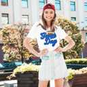 Game Day Shirts for Women Football Graphic Sunday Funday Tee Vintage Casual Football Season Short Sleeve Tee Tops (L)