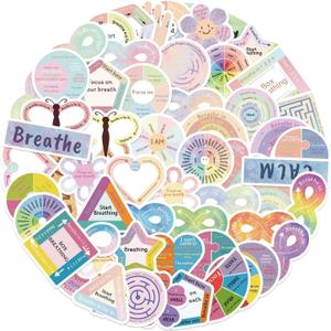 50Pcs Breath Calm Anxiety Sensory Stickers Reusable Tactile Textured Mindfulness Sticker Fidget Silent Adhesive Sensory Strips for School Office Adults Teen Kid Tension Student Classroom