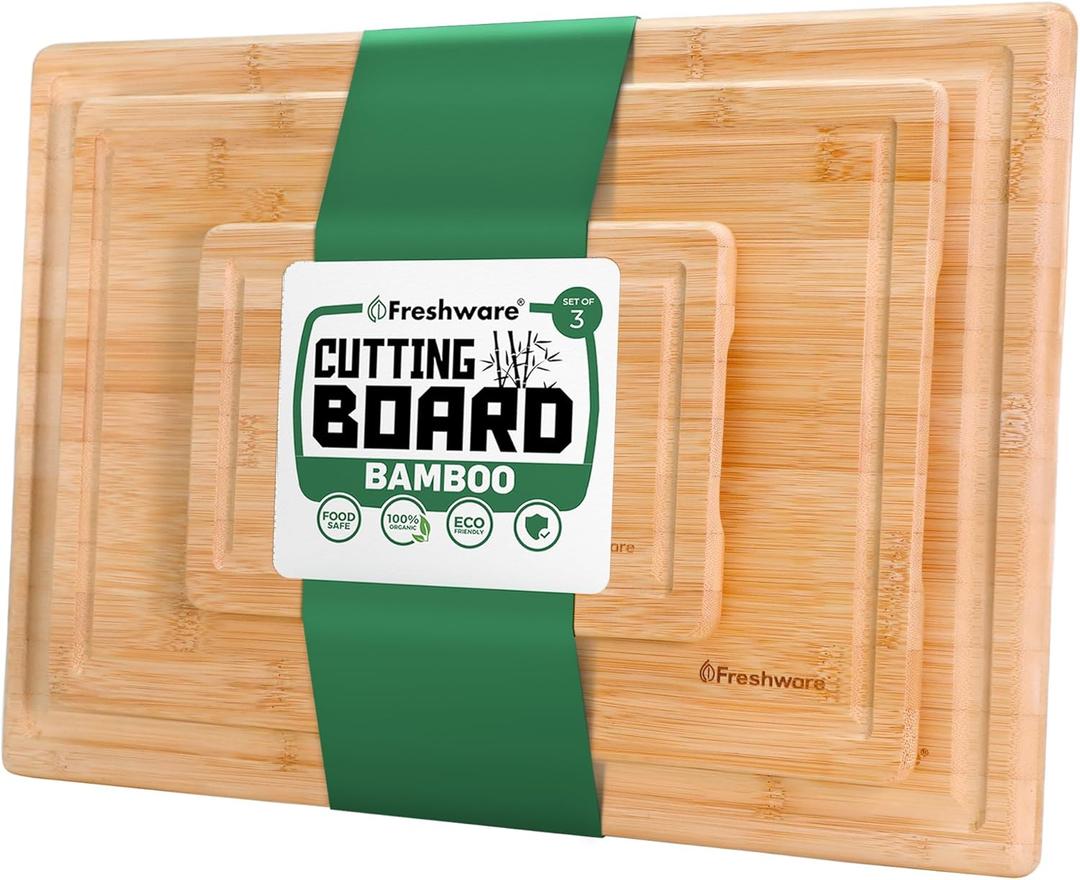 Cutting Boards for Kitchen,Wood Cutting Board Set of 3, 10x15 In, 8x12 In, 6x 9 In