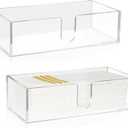 Mumufy 2 Pcs Paper Napkins Holder Fold Paper Towel Dispenser Height 2.75 Inch Acrylic Multifold Towel Dispenser for Guest Z Fold Disposable Countertop Holder Small Size(Clear)