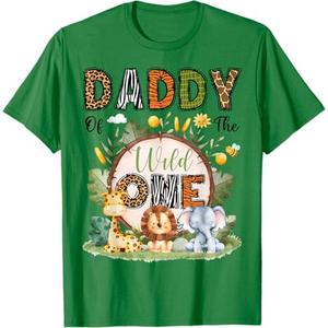 Daddy Of The Wild One 1St Birthday Boy Safari Jungle T-Shirt (Green, 2XL)