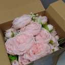 Geosar 8 Bundles Artificial Peonies Flowers Fake Silk Peony Bouquet Faux Peonies Flowers Bulk for Decoration Vase Floral Arrangements Wedding Party Table (Russet Red, Light Pink)