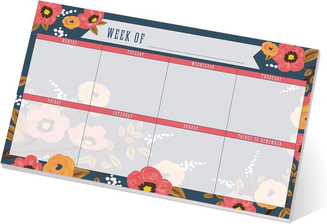 Modern Floral Sticky Note Weekly Calendar / 16.25" x 11" Repositionable Fill-in Planner/Large Weekly Undated Wall Calendar