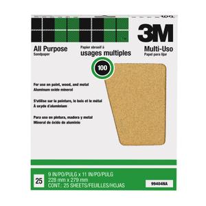3M Pro-Pak Aluminum Oxide Paint and Rust Removal Sandpaper, 9 in. x 11 in., 100 Grit, 25-Sheets