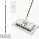 Upgrade Push Clamp Mop Kit - 2-in-1 Full Size Press Grip Lazy Sweeper Mop with Convenient Cloth Changing, Compatible with Swiffer Pads, Hardwood Tile Marble Floor Cleaning, 52in with10 Dry Cloths