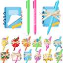 24 Sets Teacher Sticky Notes and Pens Set Teacher Appreciation Gifts Bulk Pencil Book Blackboard Apple Bouquet Shaped Self Sticky Notepads Ballpoint Pens for Teacher Gift School Supplies