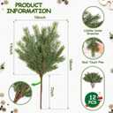 Artgar 12 Pcs Christmas Pine Branches  18" Realistic Artificial Greenery Pine Stems - Real Touch Faux Cedar Picks for Vase, DIY Garland Wreath Home Indoor Outdoor Xmas Decorations