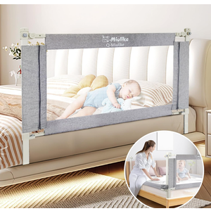 Q-MIULIKE Baby Bed Rails for Toddlers Crib Guard Rail Safety Rail Guards with Double Child Lock, 28 Height Adjustable Toddler Bed Rails (Gray, 58", 1 Piece) for King Queen Twin Full Size Bed