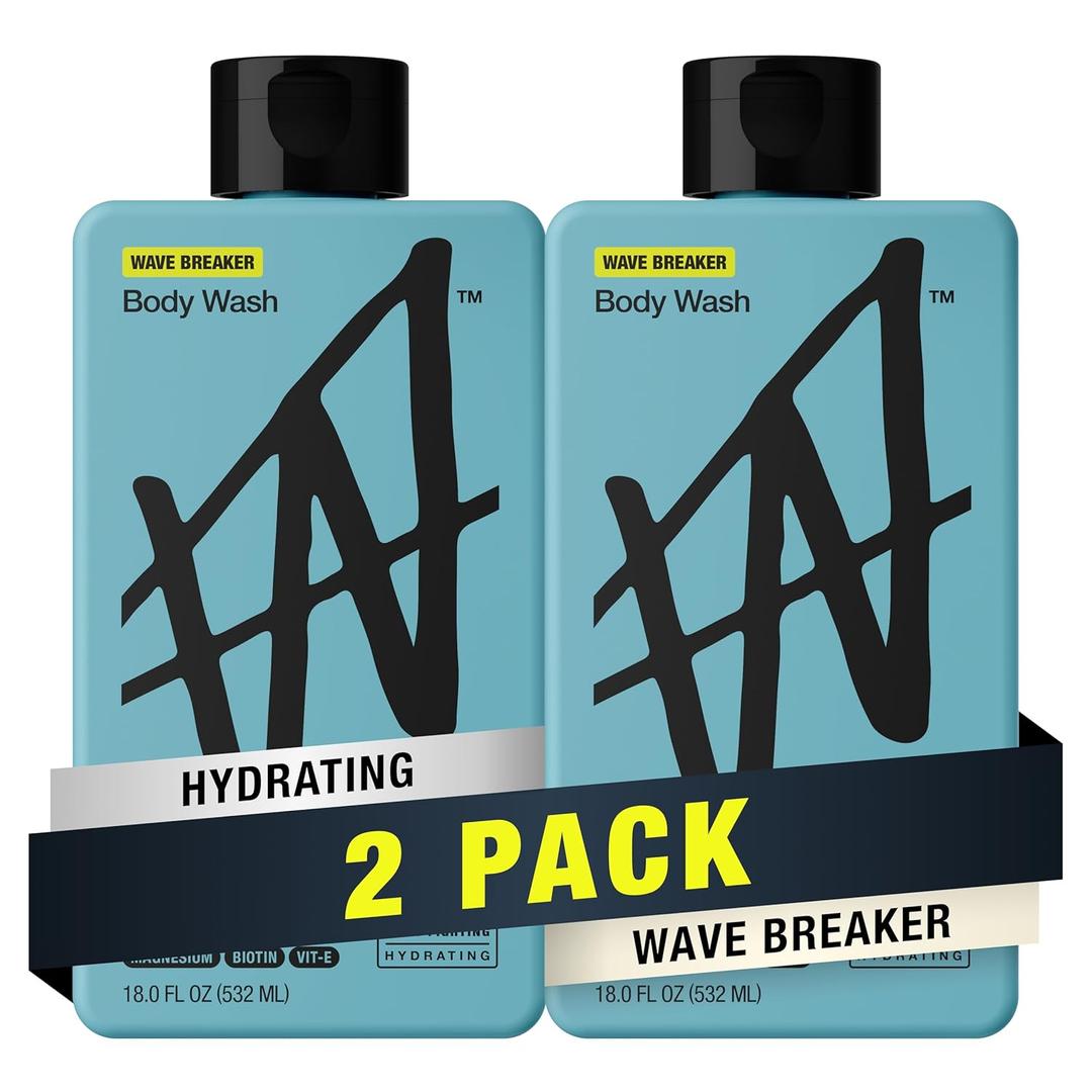 W By Jake Paul Exfoliating Body Wash for Men, Vitamin-Infused, Hydrating Shower Gel, Wave Breaker, 18 fl oz (Pack of 4)