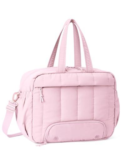 For Spirit Airlines Personal Item Bag 18x14x8 Puffer Travel Duffel Bag with Shoe Compartment Underseat Carry on Luggage Fit 15.6-Inch Laptop Gym Bag for Women Men (Pink)