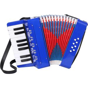 LIEKE Kids Accordion 17 Piano Keys 8 Bass Button Mini Accordian Toy Musical Instrument Gift (Blue)