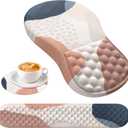 HAOCOO Ergonomic Mouse Pad with Wrist Rest and Keyboard Wrist Rest Set, 3 PCS Computer Carpal Tunnel Mouse Pads for Desk with Coaster, Memory Foam Mousepad Support for Office Women, Boho Navy Pink