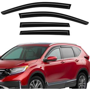 Tape-On Rain Guards Compatible with Honda CRV 2017-2022 Black Extra Durable Shatterproof Side Window Deflectors, Vent Window Visors, Wind Deflectors - 4 PCS