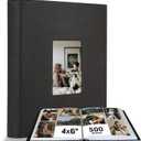 Photo Album 4x6 500 Pockets 1pc, Large Capacity Picture Book for Photos with Front Window, Leather Cover Photo Album Book for Family Baby Kids Wedding Travel Birthday Pictures, Black