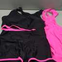 Aleumdr Womens Athletic 3 Piece Tankini Swimsuits with Shorts Swim Tank Tops with Sports Bra and Boyshorts Bathing Suits (Medium, Rose)