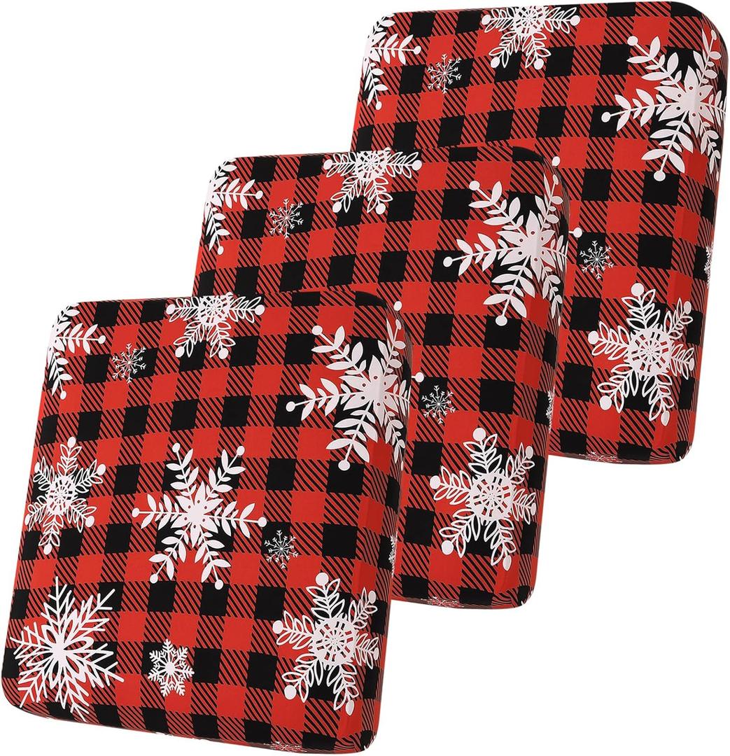 Smiry Printed Couch Cushion Covers, Stretch Soft Couch Covers for Sofa, Washable Non-Slip Sofa Slipcover Furniture Protector for Indoor and Outdoor (3 Pack, Burgundy)