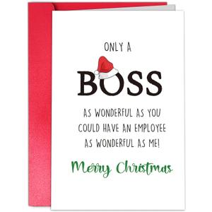 TQDaiker Funny Chritmas Card for Boss, Happy Xmas from Employee, Boss Christmas Card for Him Her
