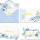 Crisky Thank You Cards 4 Assortment, Watercolor Painted Florals (50 Cards with Envelopes for Birthday, Baby Shower, Bridal Shower, Wedding, All Occasion)
