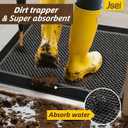 JSEI Dirt Trapper Door Mat 24"x36", Non-Slip Doormat,Black | Entryway Rugs Washable, Dirt Resistant and Absorbent Welcome Mat, Low Profile Floor Mats for Front Back Door and Entrance