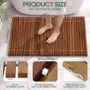 Leinuosen 40" x 20" Teak Shower Mat, Non Slip Outdoor Shower Mat, Roll Up