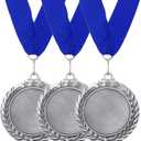 PATIKIL Award Medals, Place Winner Medals with Yellow Neck Ribbon Prize Medal for Competitions (Silver)