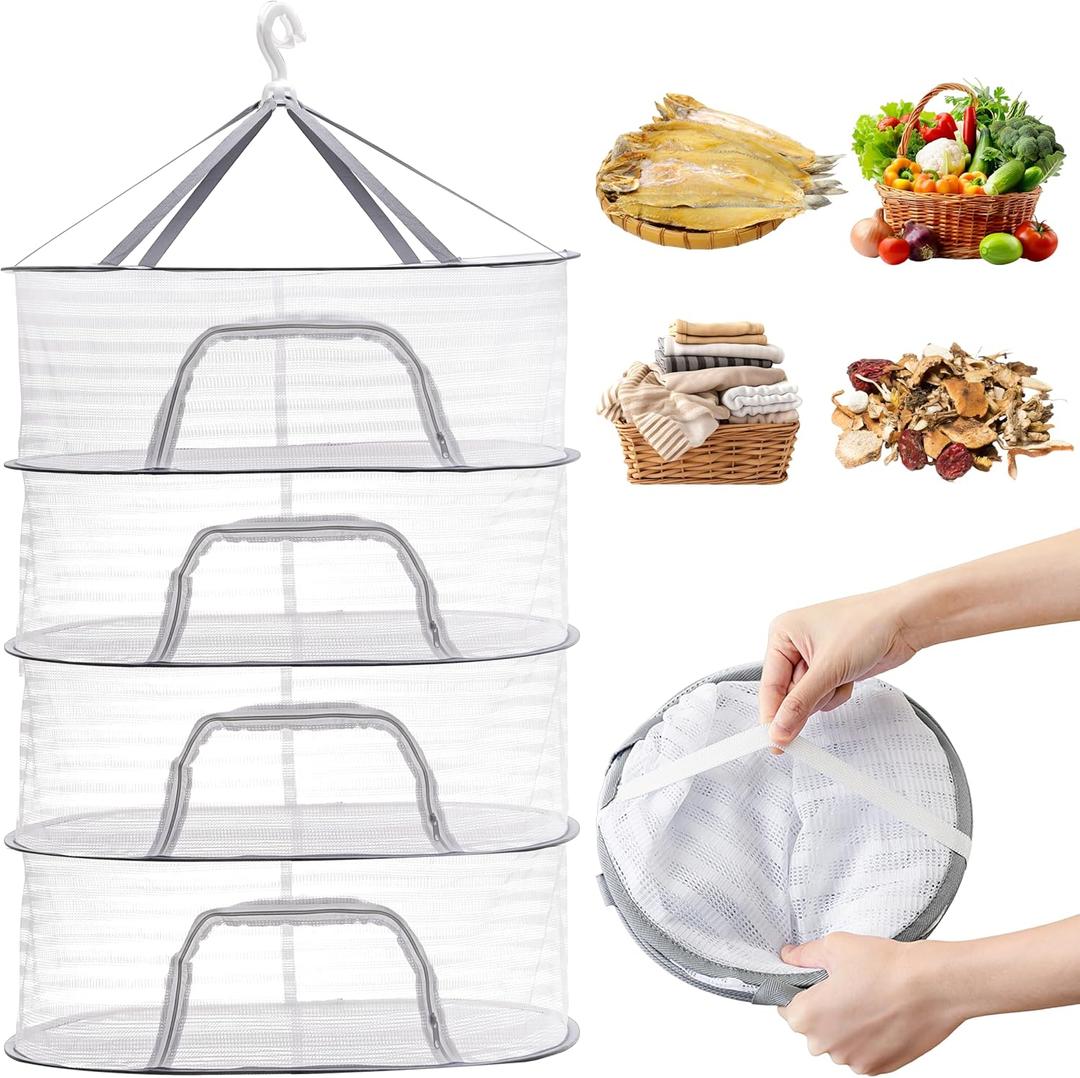 Coloch 4 Layer Herb Drying Rack with Zipper, Hanging Mesh Net ...
