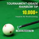 Carbon Fiber Pool Cue Stick 19.5 oz, Professional 10mm Rainbow Tip, 3 * 8 * 8 Joint, Suitable for Billiards and Snooker