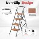 Step Ladder Foldable Folding Stool - for Home Adults Kitchen 4 Stepping Extension Tall Heavy Duty with Handrails - Closet Stepstool Stair Ladders Extendable Stepladder for Indoor House 600Lbs