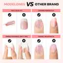 3 x modelones French Tip Press on Nails, 150Pcs Extra Short Square Fake Nails with Nail Box, Pink Gel Nail Tips for Women, Soft Glue-On Nails for Natural Salon Look, DIY Nail Art Kit (15 Sizes)