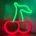 Cherry Neon Sign, Red Green Cherries Neon Lights, Cherry Neon Signs for Wall Decor, Cute Fruits LED Signs for Kids Room Restaurant Bar Fruit Shop Home