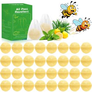 Wasp Repellent Balls, Peppermint Oil Bee Repellent for Indoor Outdoor Home Kitchen, Natural Pest Deterrent, Repels Bee, Yellow Jacket, Hornet, Wasp