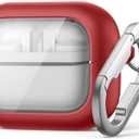 SURITCH for Samsung Galaxy Buds 3 Pro/Galaxy Buds 3 Case, Magnetic Bumper Cases for Galaxy Buds3 Pro/Buds3, Rugged Shockproof Protective Covers with Carabiner & Cleaning Kit & Removal Tool, Red