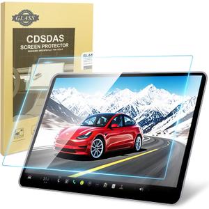 2 x Tempered Glass Screen Protector Tesla Model Y/3 Screen Protector Accessories 2024 2025 15" Matte 9H Tempered Glass, Anti-Glare, Easy Install Fits Y (2025-2020) & 3 (2023-2017)