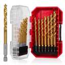 14Pcs Hex Shank HSS-G Brad Point Drill Bit Set for Wood, Double Flute Design for Fast Chip Removal, Perfect for Fine Woodworking & Cabinetry, Metric Sizes (3-10mm) with Storage Case