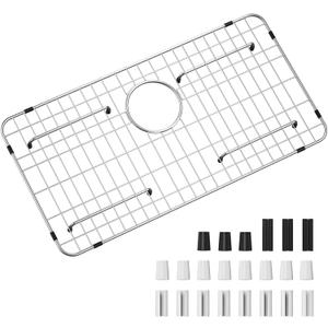 Kitchen Sink Grid and Sink Protectors, Stainless Steel Sink Grids for Bottom of Kitchen Sinks, 26" x 14" with Rear Drain for Single Bowl Sinks