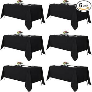 Fitable Black Tablecloths for Rectangle Tables, 4 Pack - 70 x 120 Inches - Reusable and Washable Table Clothes for 6-8 Ft Tables, Polyester Fabric Table Covers for Wedding, Party, Banquet Black